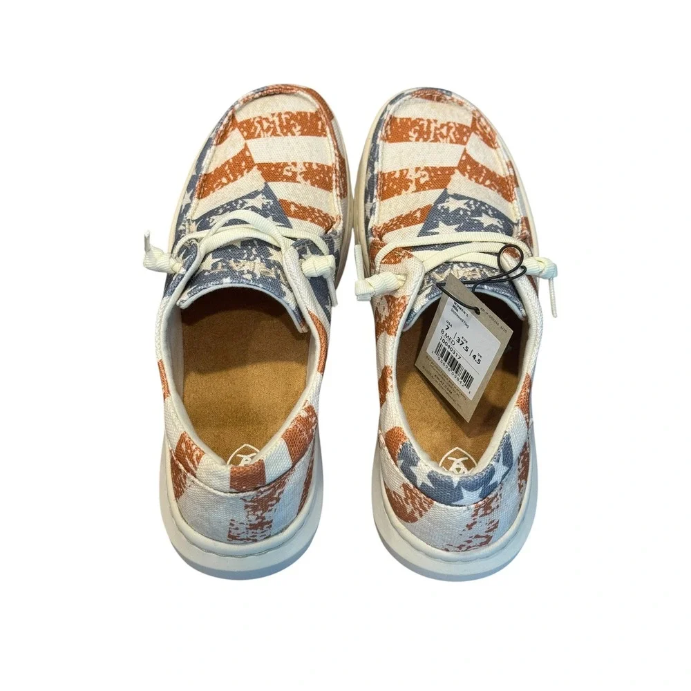 Ariat Hilo Womens Distressed Flag Canvas Slip On Shoes Red White Blue Size 7 NIB